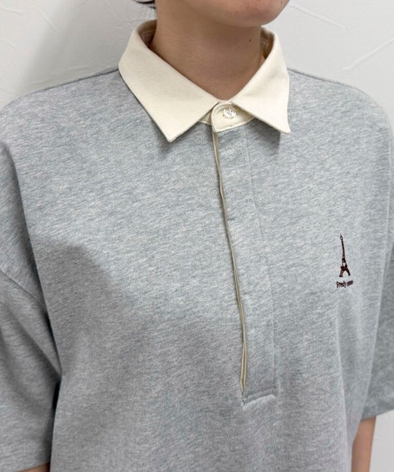 fredy emue「ワンポイント刺繍半袖ラガーシャツ」|Tシャツ・カットソー|