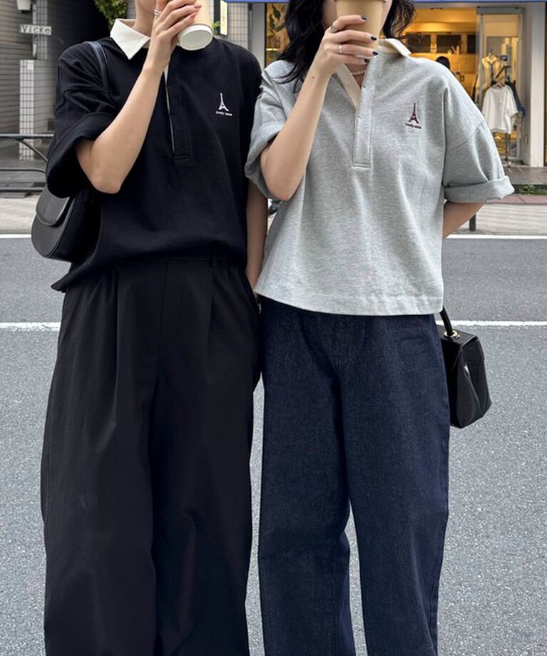 fredy emue「ワンポイント刺繍半袖ラガーシャツ」|Tシャツ・カットソー|