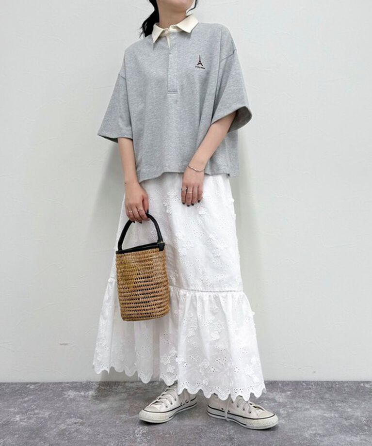 fredy emue「ワンポイント刺繍半袖ラガーシャツ」|Tシャツ・カットソー|