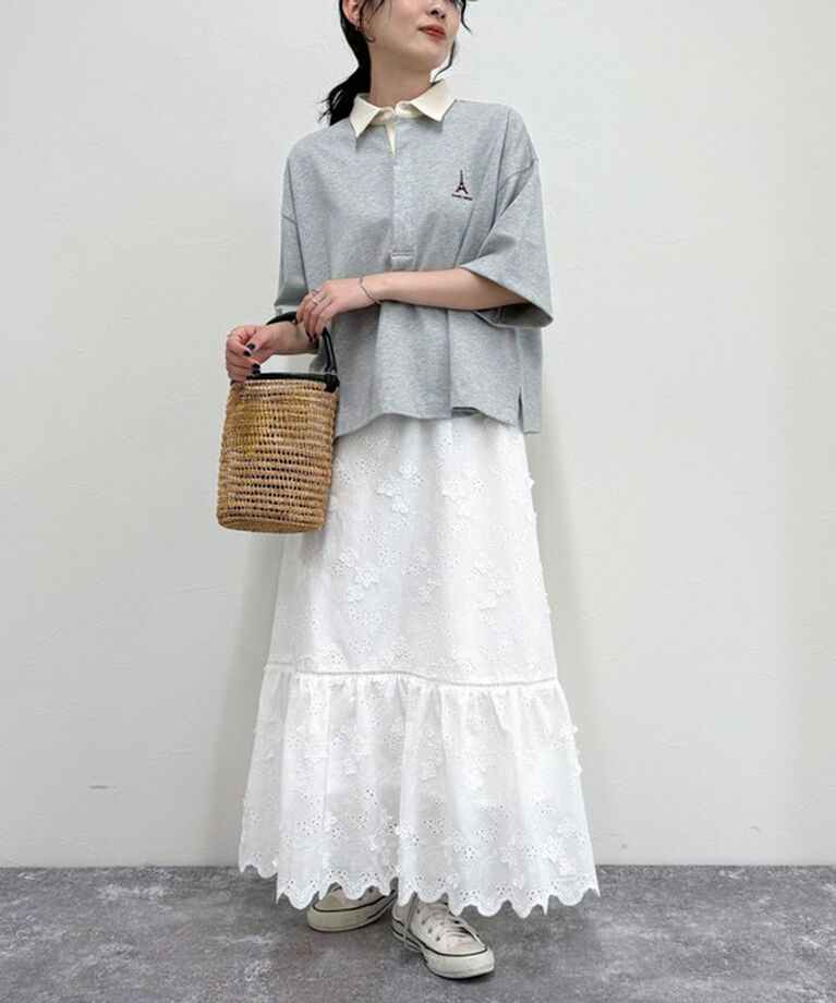 fredy emue「ワンポイント刺繍半袖ラガーシャツ」|Tシャツ・カットソー|