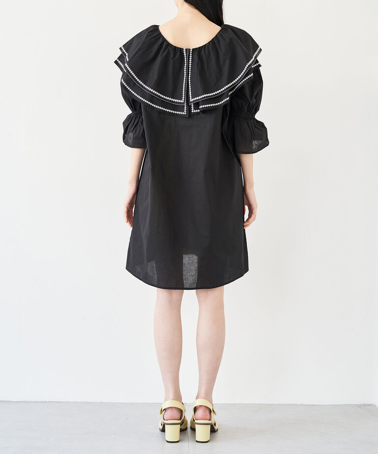 VIS「ビックカラー刺繍チュニックブラウス/ミニワンピース」|ワンピース|