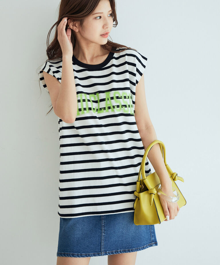 VIS「【AKIIICLASSIC別注】 ロゴプリントノースリーブトップス」|Tシャツ・カットソー|ブラック系(02)