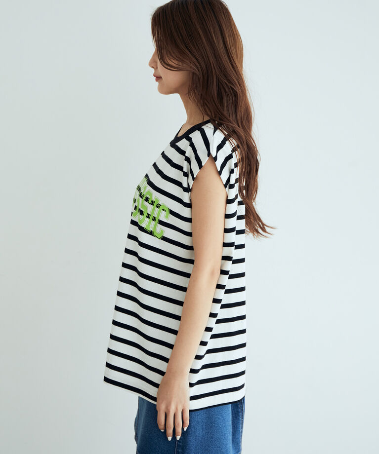 VIS「【AKIIICLASSIC別注】 ロゴプリントノースリーブトップス」|Tシャツ・カットソー|