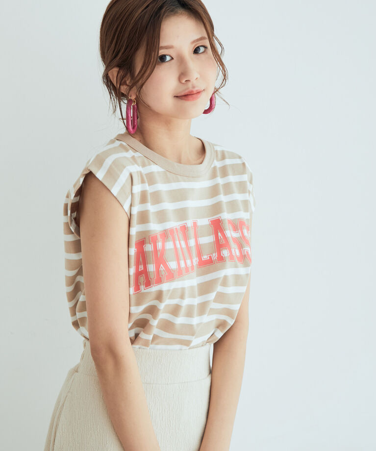 VIS「【AKIIICLASSIC別注】 ロゴプリントノースリーブトップス」|Tシャツ・カットソー|