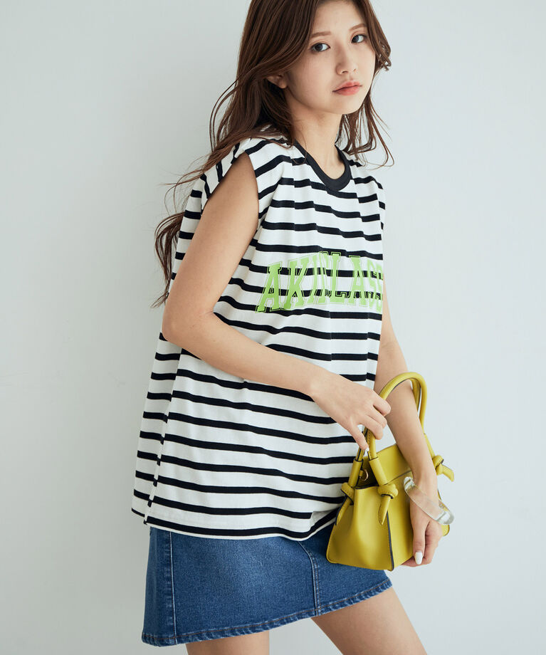 VIS「【AKIIICLASSIC別注】 ロゴプリントノースリーブトップス」|Tシャツ・カットソー|