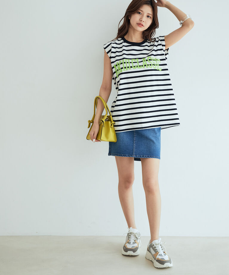 VIS「【AKIIICLASSIC別注】 ロゴプリントノースリーブトップス」|Tシャツ・カットソー|