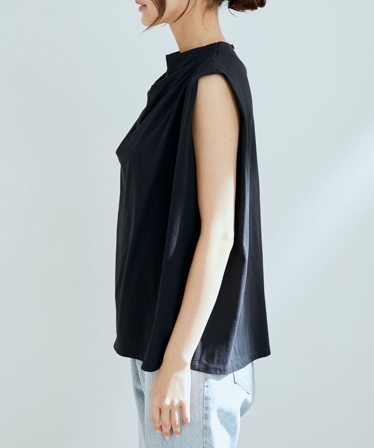 VIS「ドレープネックラインノースリーブトップス」|Tシャツ・カットソー|