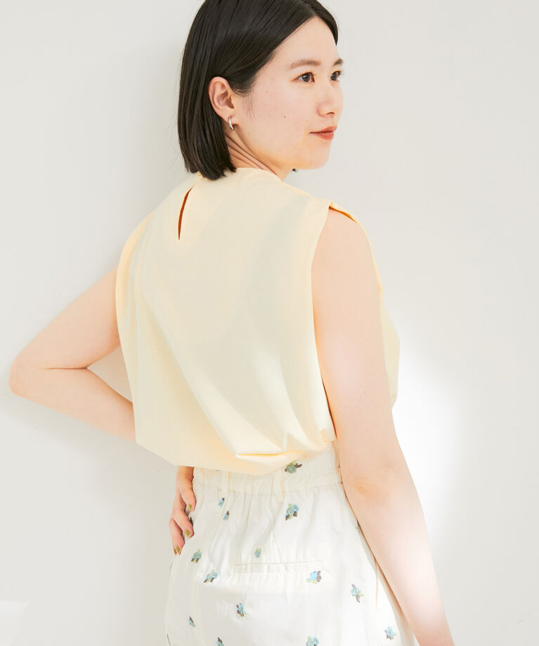 VIS「ドレープネックラインノースリーブトップス」|Tシャツ・カットソー|