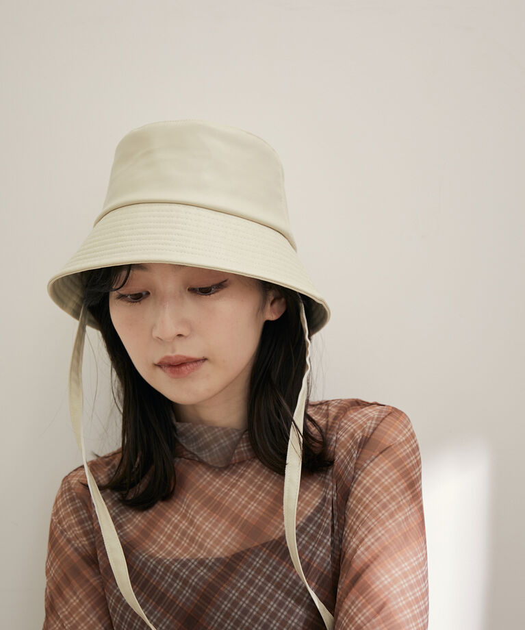 VIS「リボン付きフェイクレザーバケットハット」|ハット|