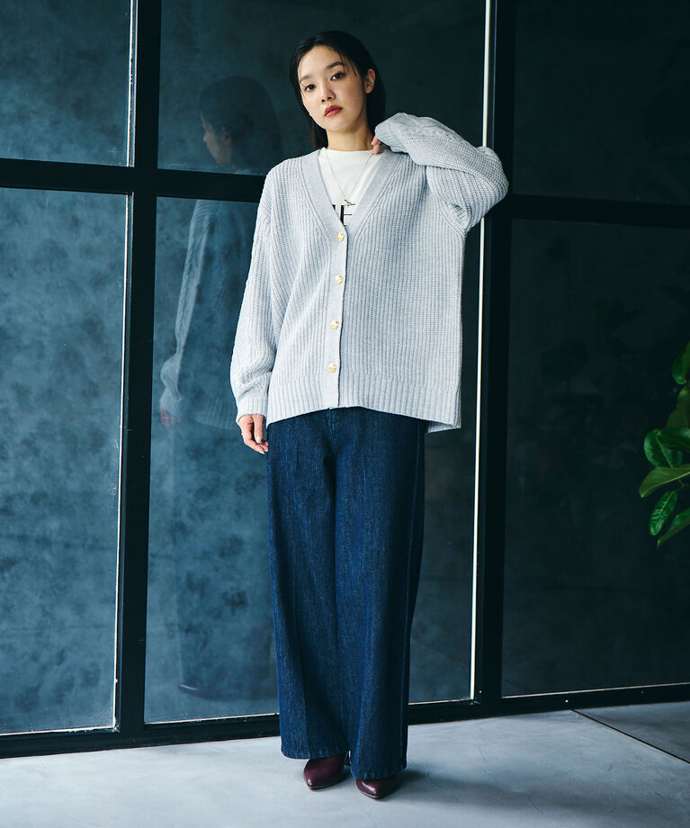 VIS「【洗える】袖ケーブルカーディガン【sustainable】」|カーディガン|