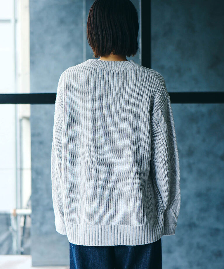 VIS「【洗える】袖ケーブルカーディガン【sustainable】」|カーディガン|