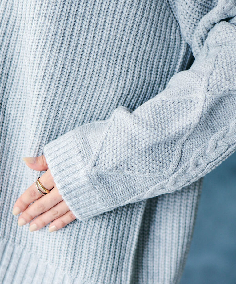 VIS「【洗える】袖ケーブルカーディガン【sustainable】」|カーディガン|