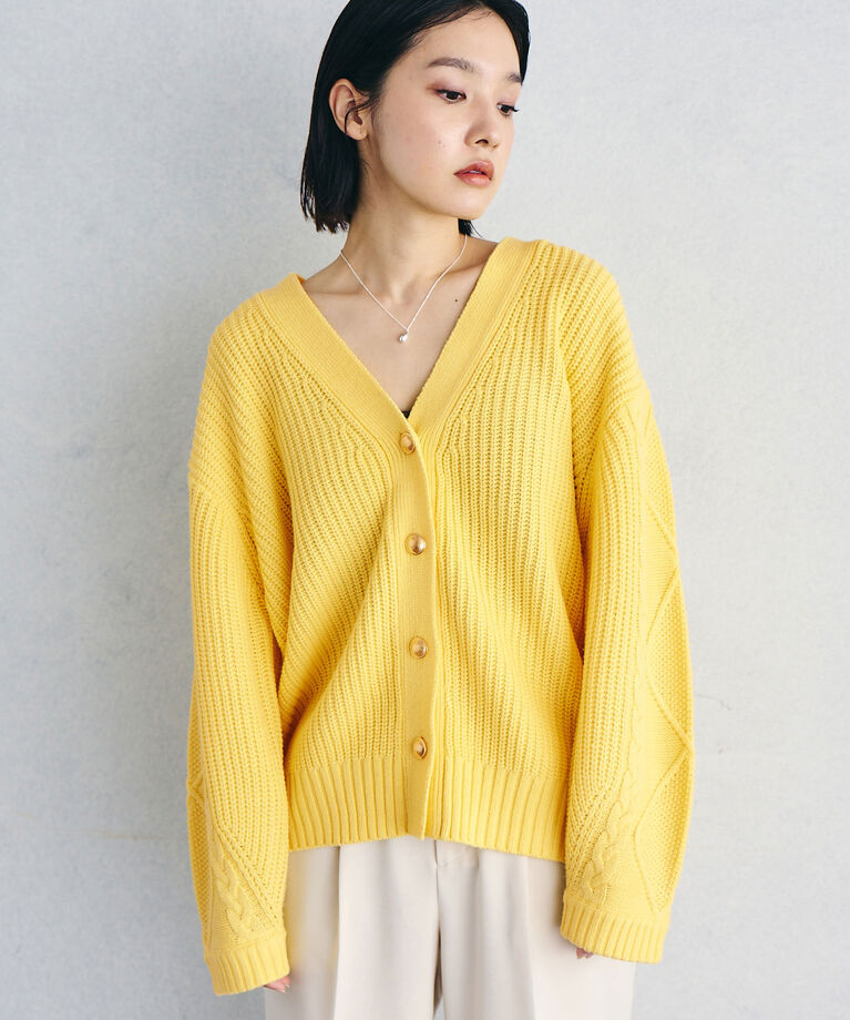 VIS「【洗える】袖ケーブルカーディガン【sustainable】」|カーディガン|