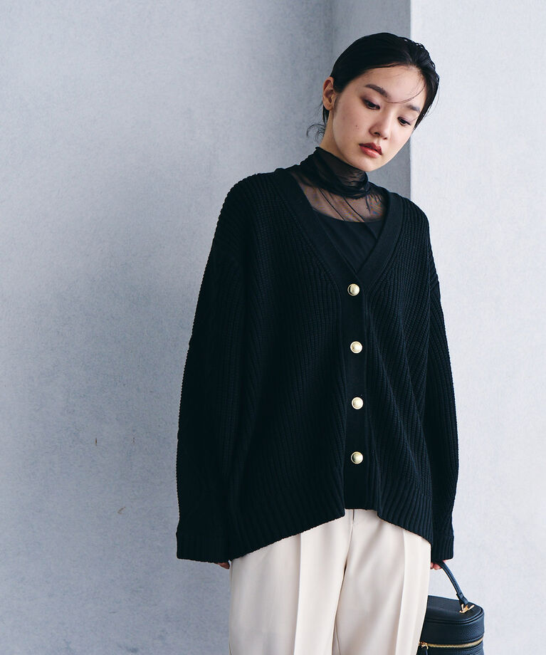 VIS「【洗える】袖ケーブルカーディガン【sustainable】」|カーディガン|