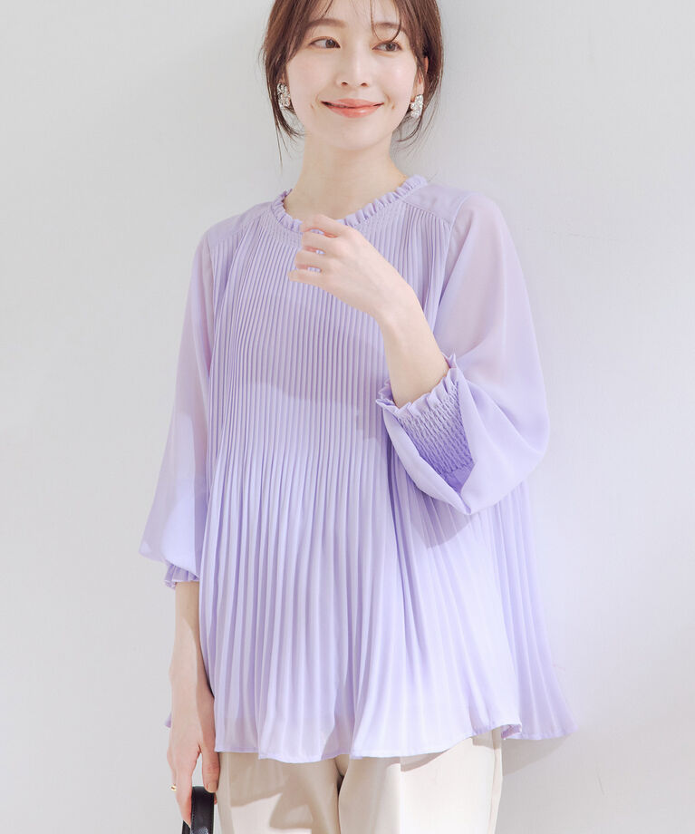 VIS「【洗える】シフォンプリーツブラウス」|シャツ・ブラウス|ラベンダー(52)