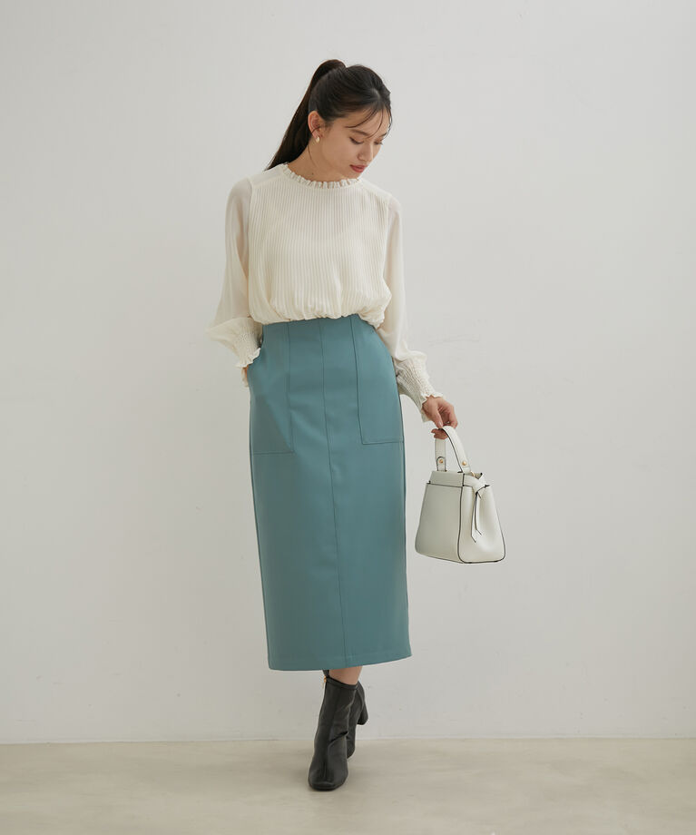 VIS「【洗える】シフォンプリーツブラウス」|シャツ・ブラウス|