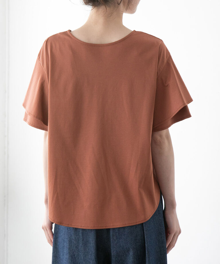 VIS「【接触冷感・洗える】キーネックフレアー袖シルケットプルオーバー」|Tシャツ・カットソー|
