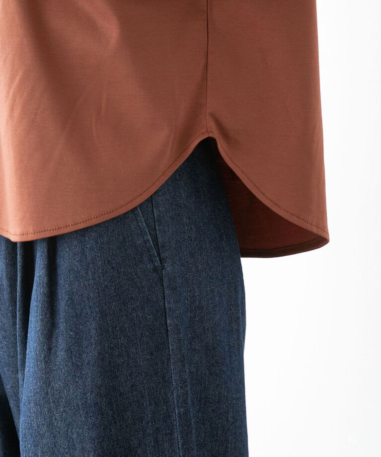 VIS「【接触冷感・洗える】キーネックフレアー袖シルケットプルオーバー」|Tシャツ・カットソー|