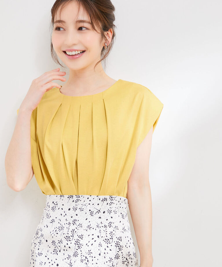 VIS「【接触冷感・洗える】フロントタックフレンチスリーブカットソー」|Tシャツ・カットソー|