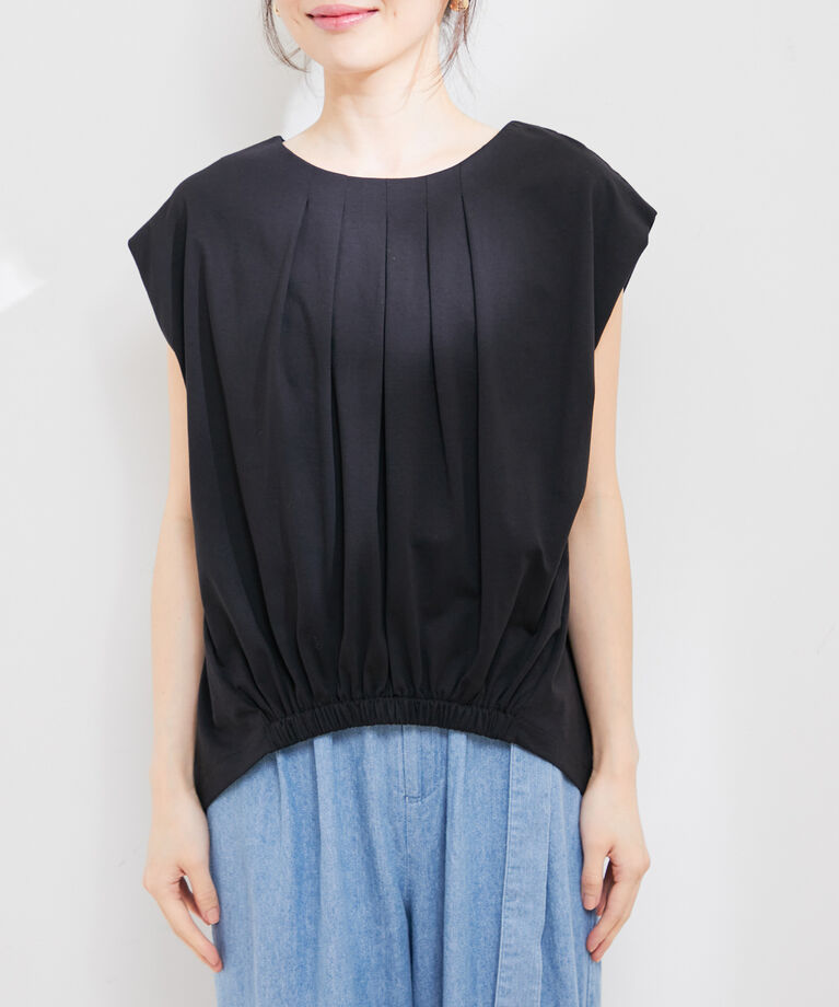 VIS「【接触冷感・洗える】フロントタックフレンチスリーブカットソー」|Tシャツ・カットソー|