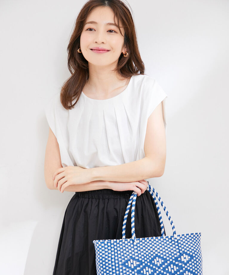 VIS「【接触冷感・洗える】フロントタックフレンチスリーブカットソー」|Tシャツ・カットソー|
