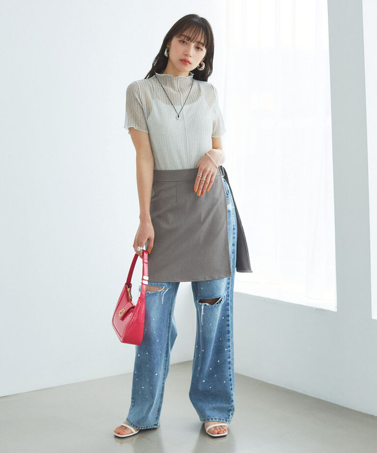VIS「【洗える】シアーラッセルカットソー」|Tシャツ・カットソー|