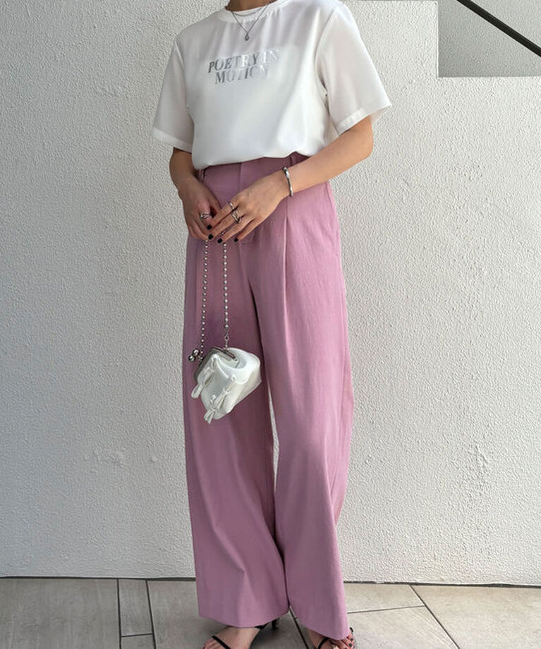  「【大人のロゴT】前後2WAYストレッチジョーゼットロゴTシャツ」|Tシャツ・カットソー|