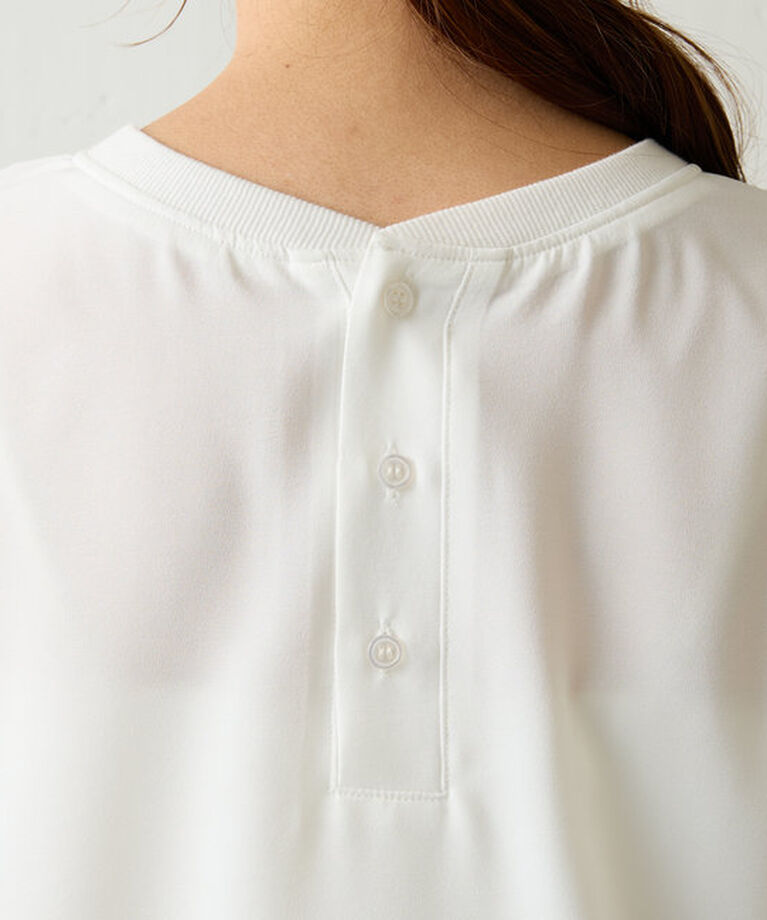  「【大人のロゴT】前後2WAYストレッチジョーゼットロゴTシャツ」|Tシャツ・カットソー|