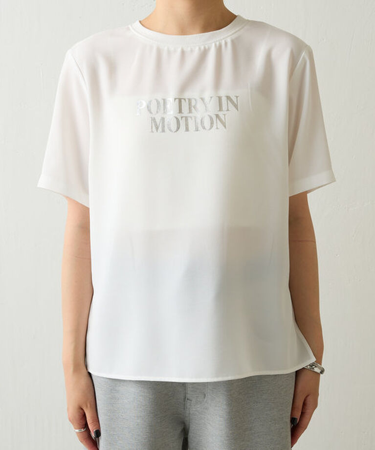  「【大人のロゴT】前後2WAYストレッチジョーゼットロゴTシャツ」|Tシャツ・カットソー|