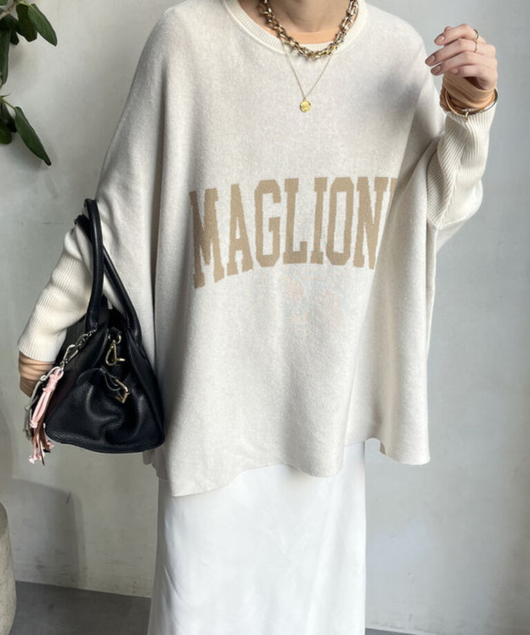  「MAGLIONEインターシャロゴポンチョニット」|ニット・セーター|