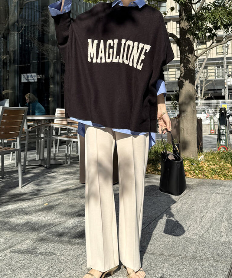  「MAGLIONEインターシャロゴポンチョニット」|ニット・セーター|