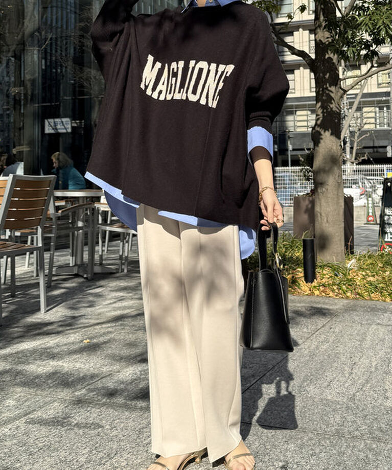  「MAGLIONEインターシャロゴポンチョニット」|ニット・セーター|