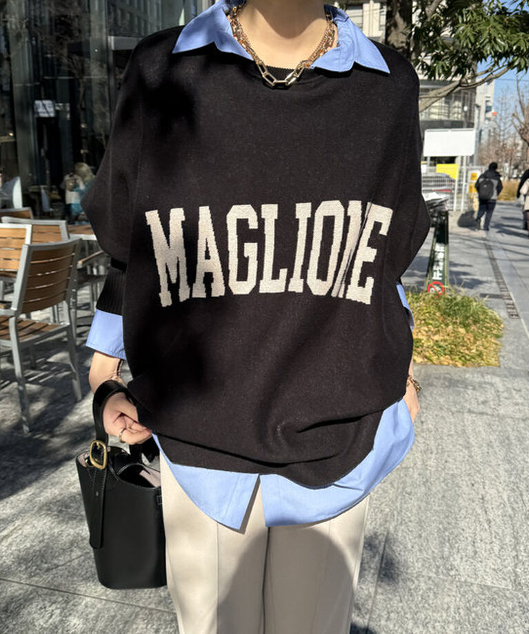  「MAGLIONEインターシャロゴポンチョニット」|ニット・セーター|