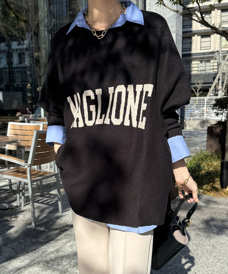  「MAGLIONEインターシャロゴポンチョニット」|ニット・セーター|