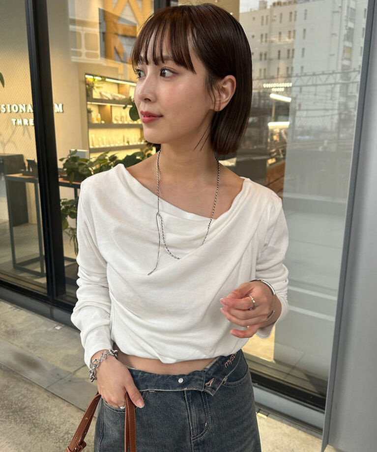  「オフショルロングTシャツ」|Tシャツ・カットソー|