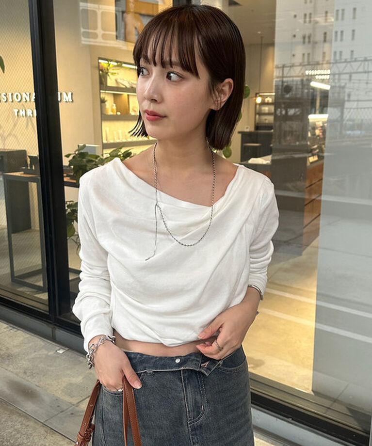  「オフショルロングTシャツ」|Tシャツ・カットソー|