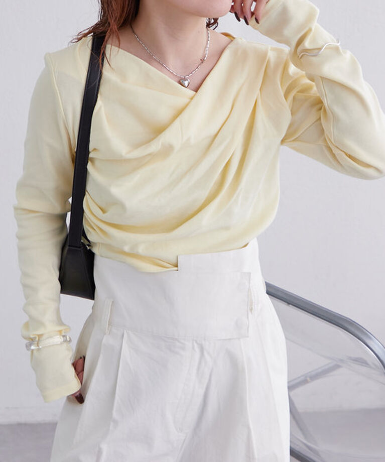  「オフショルロングTシャツ」|Tシャツ・カットソー|イエロー