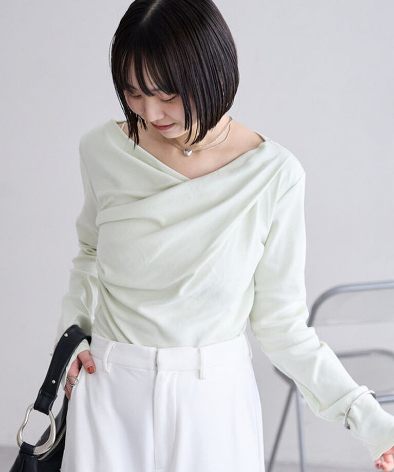  「オフショルロングTシャツ」|Tシャツ・カットソー|