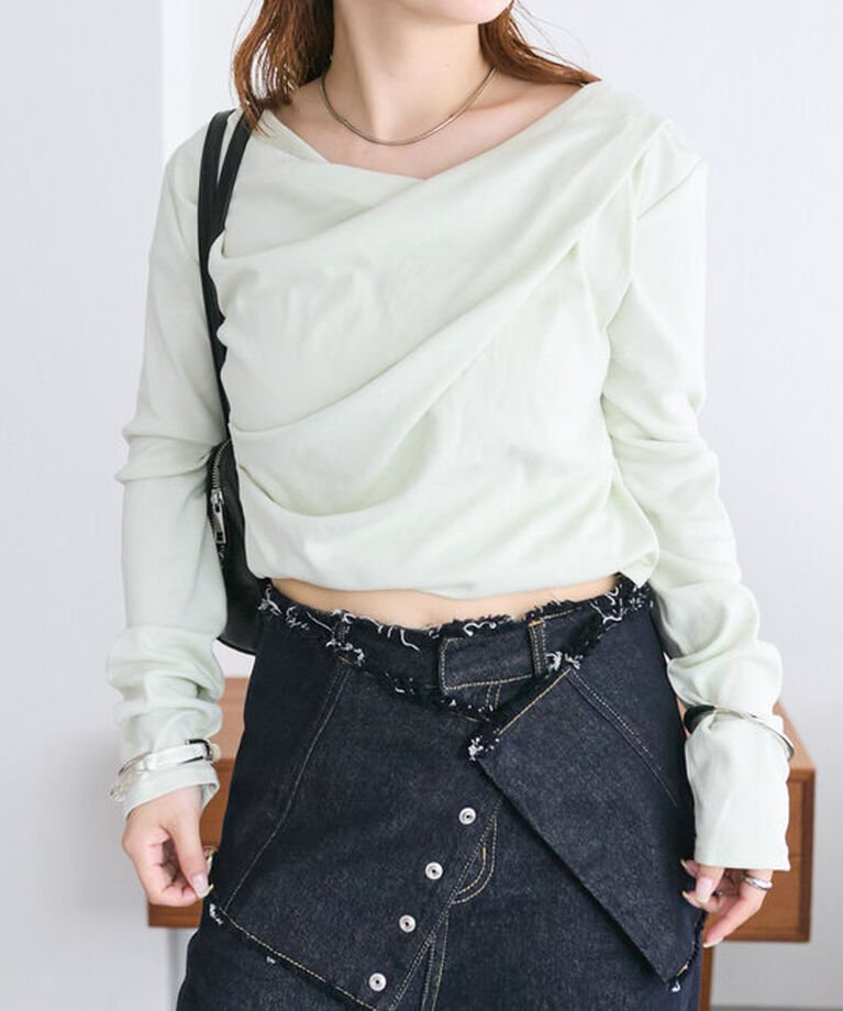  「オフショルロングTシャツ」|Tシャツ・カットソー|