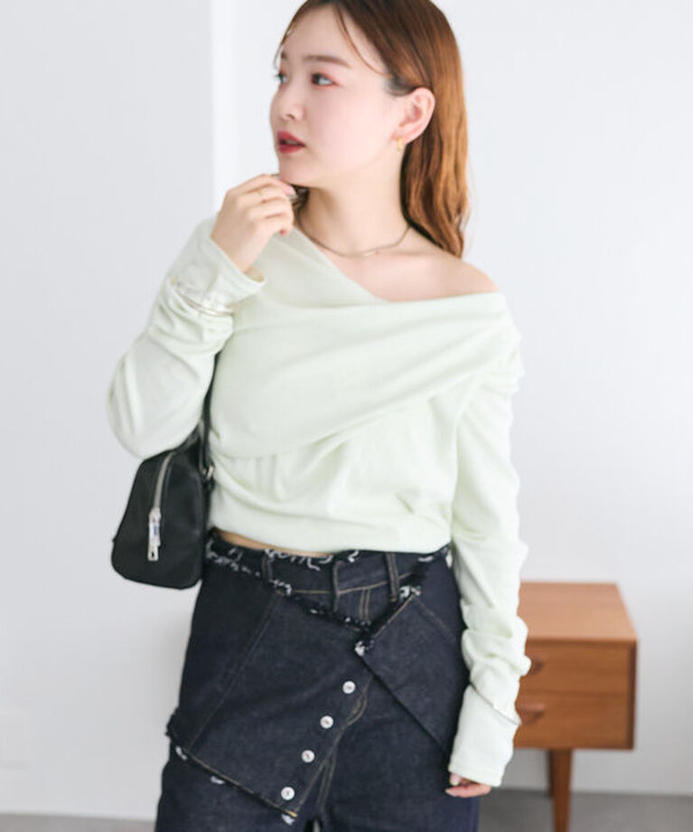  「オフショルロングTシャツ」|Tシャツ・カットソー|