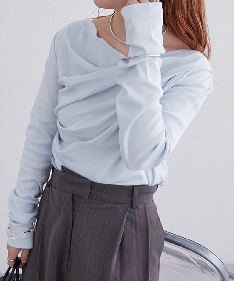  「オフショルロングTシャツ」|Tシャツ・カットソー|
