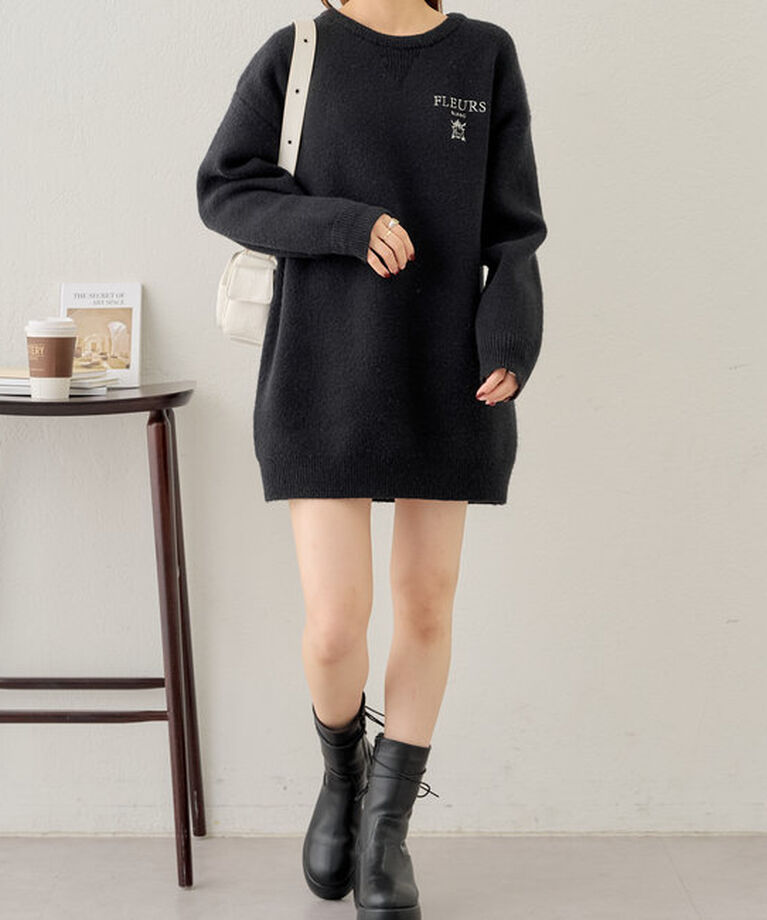  「【3色展開】衿取外しロゴジャガードワンピース」|ワンピース|