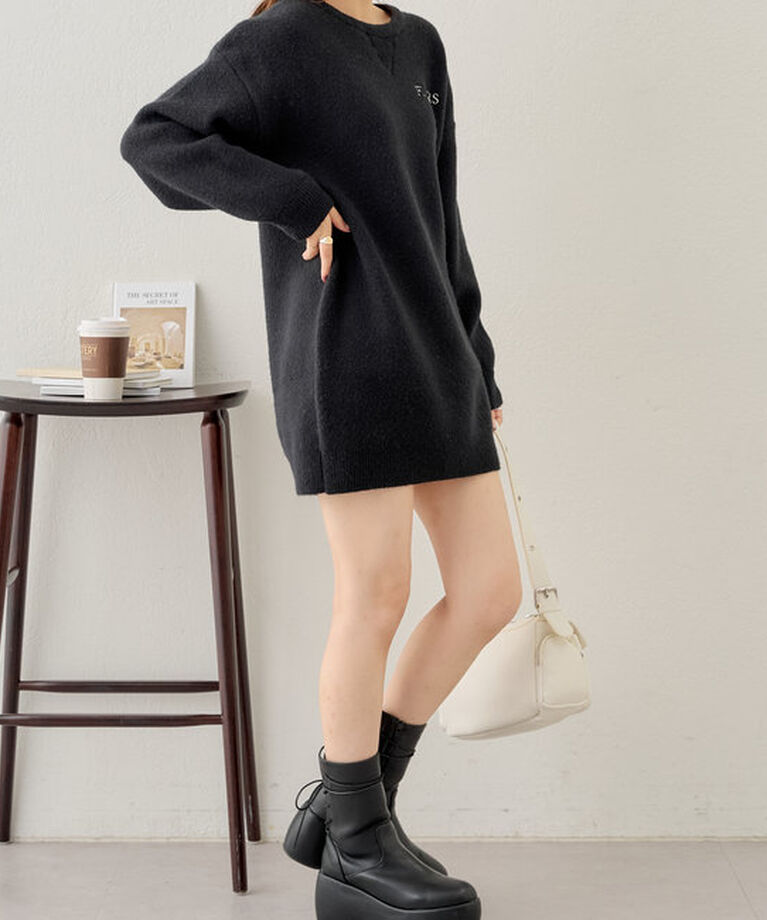  「【3色展開】衿取外しロゴジャガードワンピース」|ワンピース|