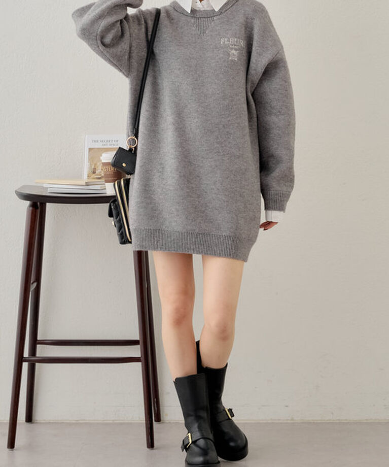  「【3色展開】衿取外しロゴジャガードワンピース」|ワンピース|