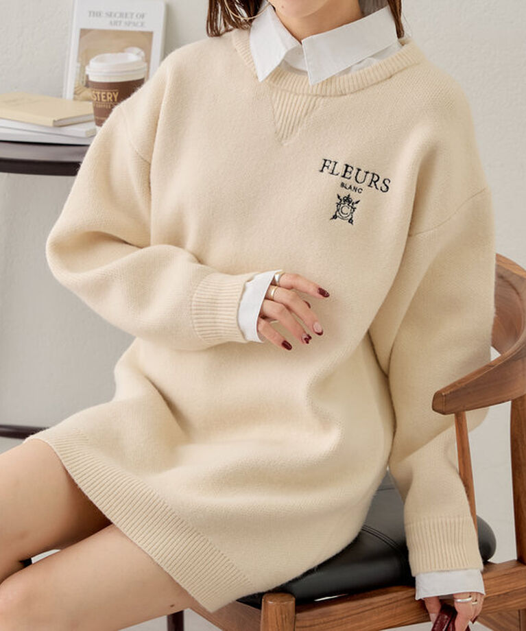  「【3色展開】衿取外しロゴジャガードワンピース」|ワンピース|