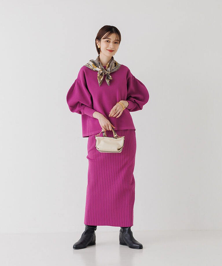 Rouge vif「【セットアップ対応】ボリュームスリーブストレッチニットプルオーバー」|ニット・セーター|