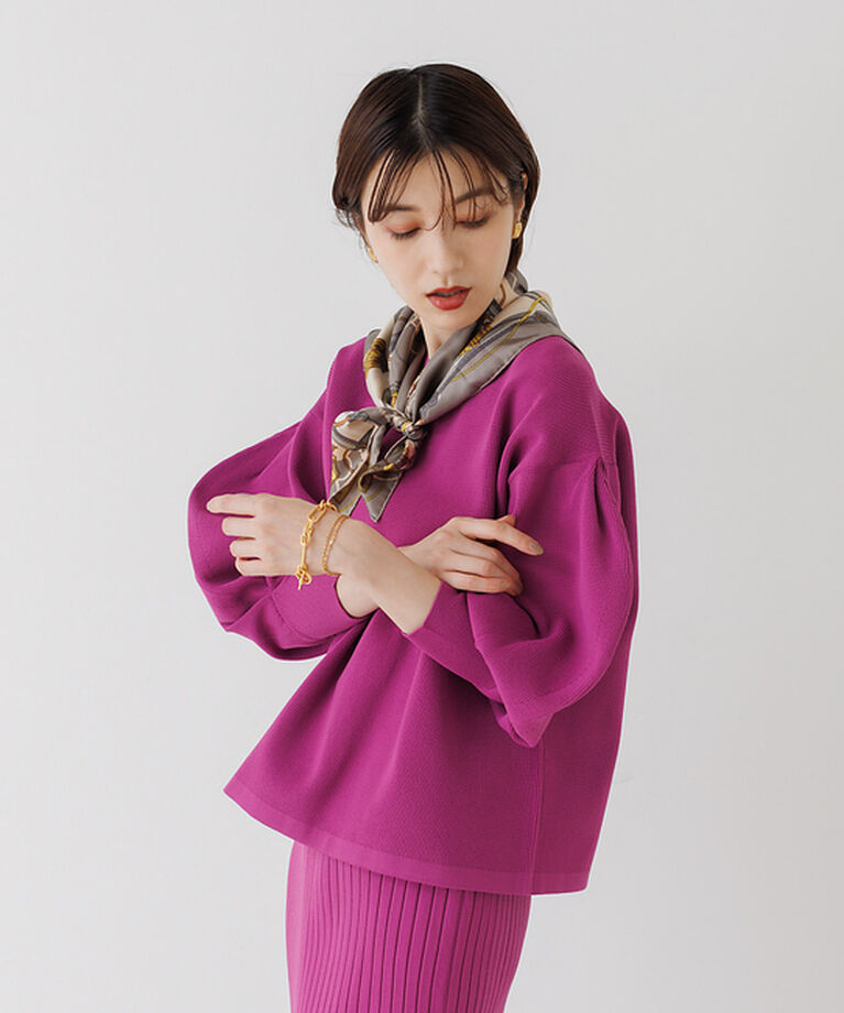 Rouge vif「【セットアップ対応】ボリュームスリーブストレッチニットプルオーバー」|ニット・セーター|