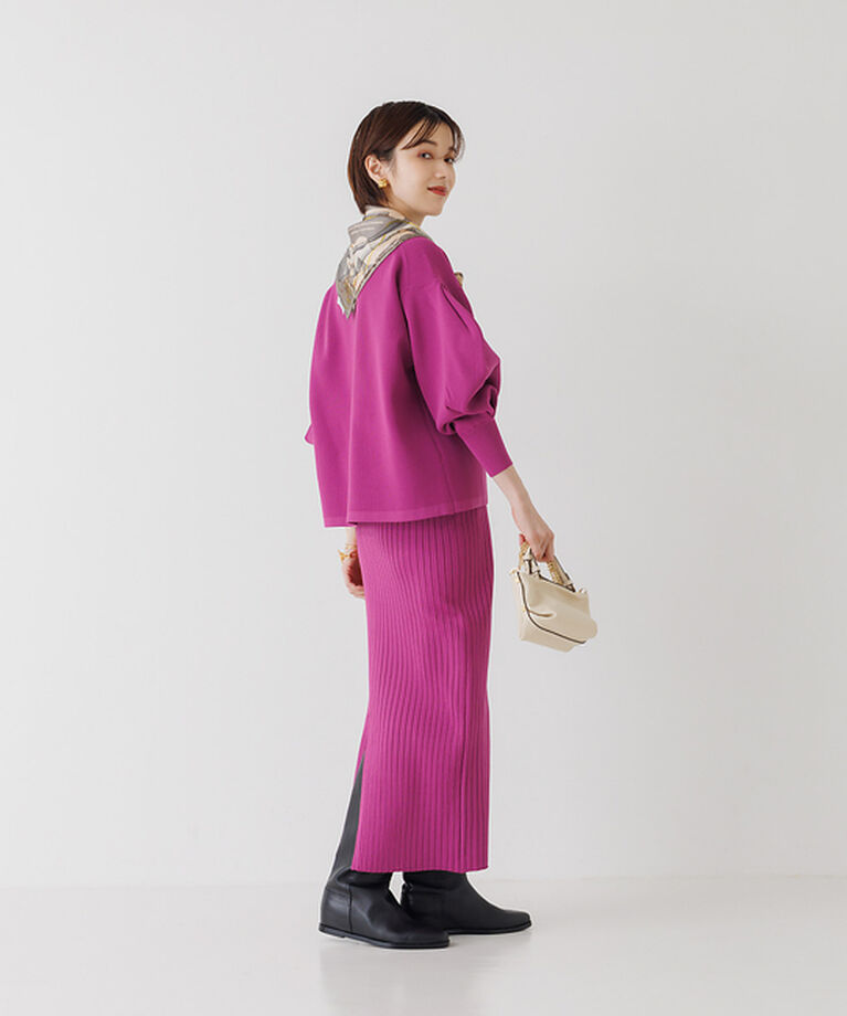Rouge vif「【セットアップ対応】ボリュームスリーブストレッチニットプルオーバー」|ニット・セーター|