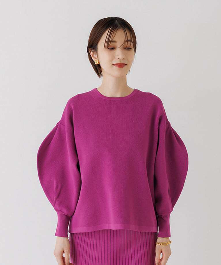 Rouge vif「【セットアップ対応】ボリュームスリーブストレッチニットプルオーバー」|ニット・セーター|