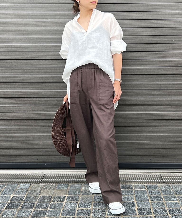 Rouge vif「麻バックスリットVネックシャツ」|シャツ・ブラウス|